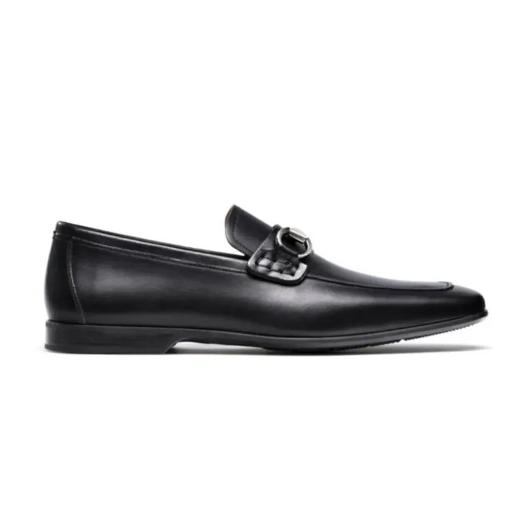 MAGNANNI Black Leather Bit Loafer Size 11.5M